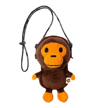 Плюшен скъпа обезьянка, диагонално чанта за деца, мини чанта за телефон на рамото