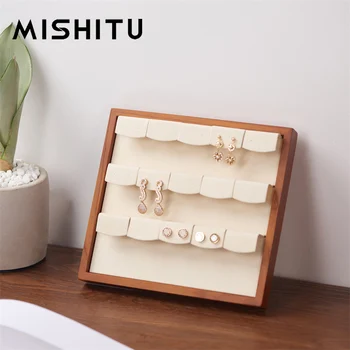 Поставка за демонстрация на дървени обеци MISHITU, Органайзер за бижута, А с вложка от микрофибър, Изложбени обеци, Подпори за демонстрация на Витрина
