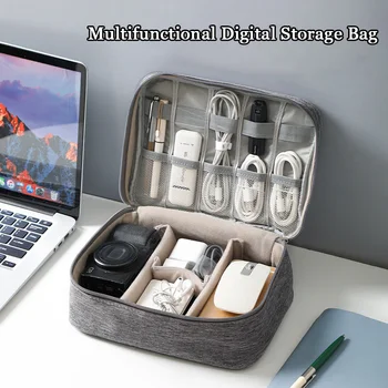 Преносим водоустойчив дигитален органайзер, чанта за съхранение на кабел, USB кабел за трансфер на данни, с щепсел, Канцеларски материали, Многофункционална кутия за съхранение за пътуване