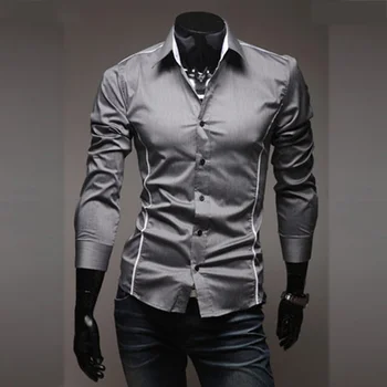 Приталенные Мъжки Ризи на райета с Дълъг Ръкав рей, Мъжки Ризи на райета Camisa, Социална Облекло Cemise omme Camisas para ombre