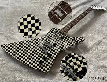 Промоция на електрическа китара с шахматными фигури, рисувани хромированных части, настройка на моста o Matic и стоп-опашката Безплатна доставка