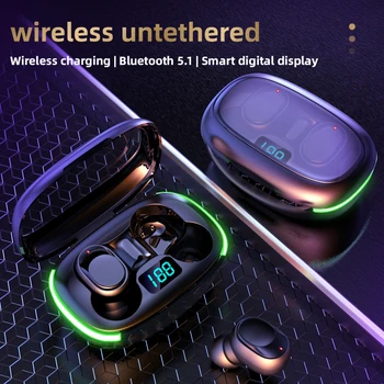 Слушалки Y70 TWS Bluetooth, водоустойчиви слушалки 5.1, дигитален дисплей, тези безжични стерео слушалки, спортни слушалки с микрофон