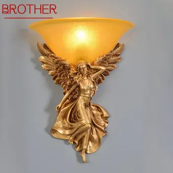 Стенни лампи BROTHER Modern Angel Gold, творчески led ретро лампа-окоп от смола, за дома, хол, спалня, прикроватного декор