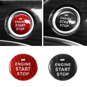 Тампон върху бутона за пускане и спиране на двигателя на колата е от въглеродни влакна, стикер, подходящи за Alfa Romeo Giulia Stelvio, автоаксесоари за интериора