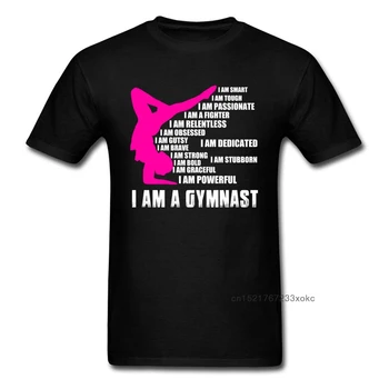 Тениска IM A GYMNAST, Женска Тениска Мъжка Черна Тениска, Подарък за Деня На Майката, Дрехи от Памук, С Писмото принтом, Тениски с Високо Качество