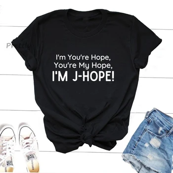 Тениска J-Hope Jung Hoseok, корея, Модна тениска I 'm You' re Hope Kpop, Дамски Летни Дрехи, Дамски Тениски с писмото принтом, Върхове