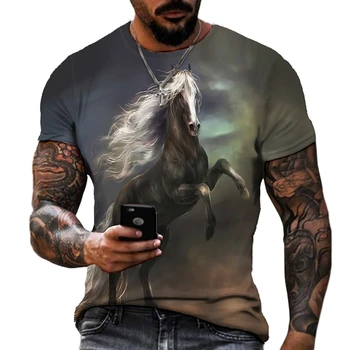 Тениска с животни Pentium Horse, тениски с 3D Принтом Masai Horse, Мъжки t-shirt Harajuku С Къс Ръкав и Кръгло деколте, Летни Дрехи Унисекс Размер Плюс