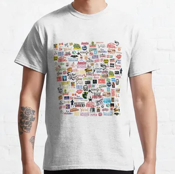 Тениска с музикални лога, тениска оверсайз, реколта дрехи, тениски, мъжки t-shirt