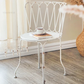 Френски Трапезни столове за спалня с настаняване в семейство на открито, ретро Дизайнерски стол с облегалка в общежитието, Мебели за дома, Стол за почивка на балкона