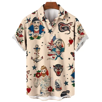 Хавайски Ризи За Мъже С Принтом Русалка, Плаж Блузи с Къс Ръкав, Блуза, 2023, Нова Риза Оверсайз, Мъжки Дизайнерски Дрехи с Високо Качество