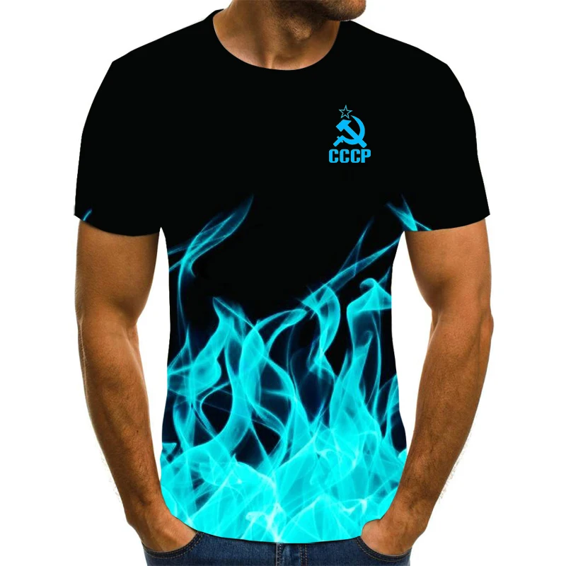 2021 мъжка тениска с къс ръкав, однотонная мъжки свободна тениска, мъжки топ, нова марка CCCP, мъжки 3D тениска с къс ръкав