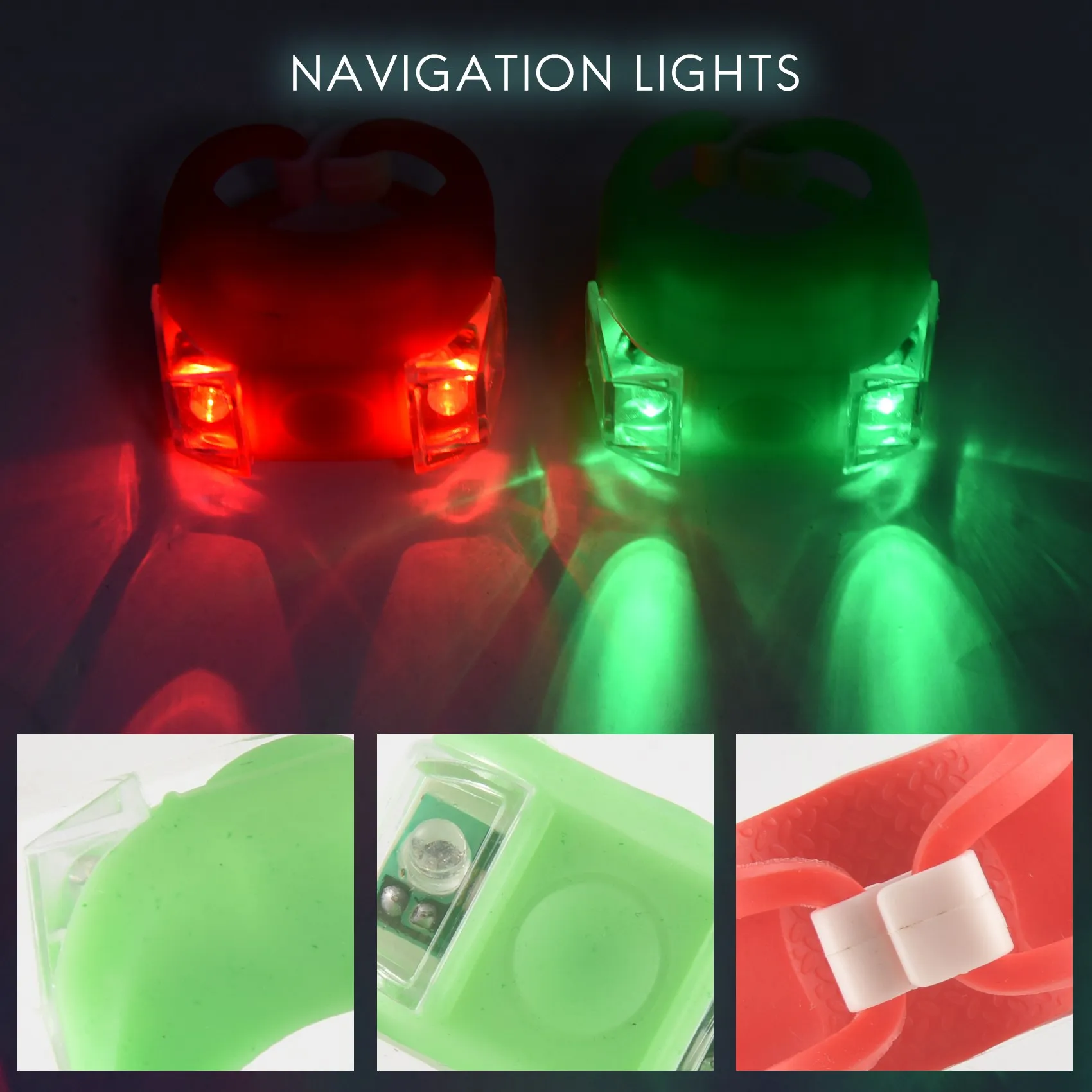 4 х led стаи навигационни фенер за лодки, яхти, мотоциклети, лов, нощно бягане, риболов (червен, зелен)
