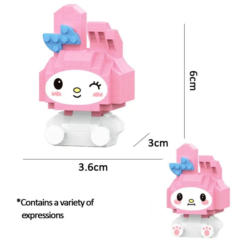 Kawaii Sanrio Градивни елементи, играчки My Melody Kuromi, фигурка на японското Аниме, умален модел, декор за момичета, украшение, детски подарък 2023