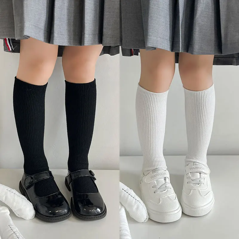 Детски обикновена плетени чорапи с ярки цветове, лято-пролет, памучни, тънки дълги чорапи до коляното в корейски стил 