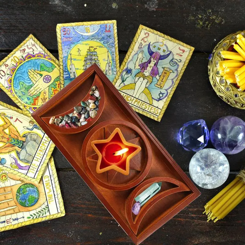 Държач за карти Таро Crystal полк Дисплей Луната Звезда Таро, Кристални Камъни Полк Дисплей За Таро Магьоснически Декор Таро