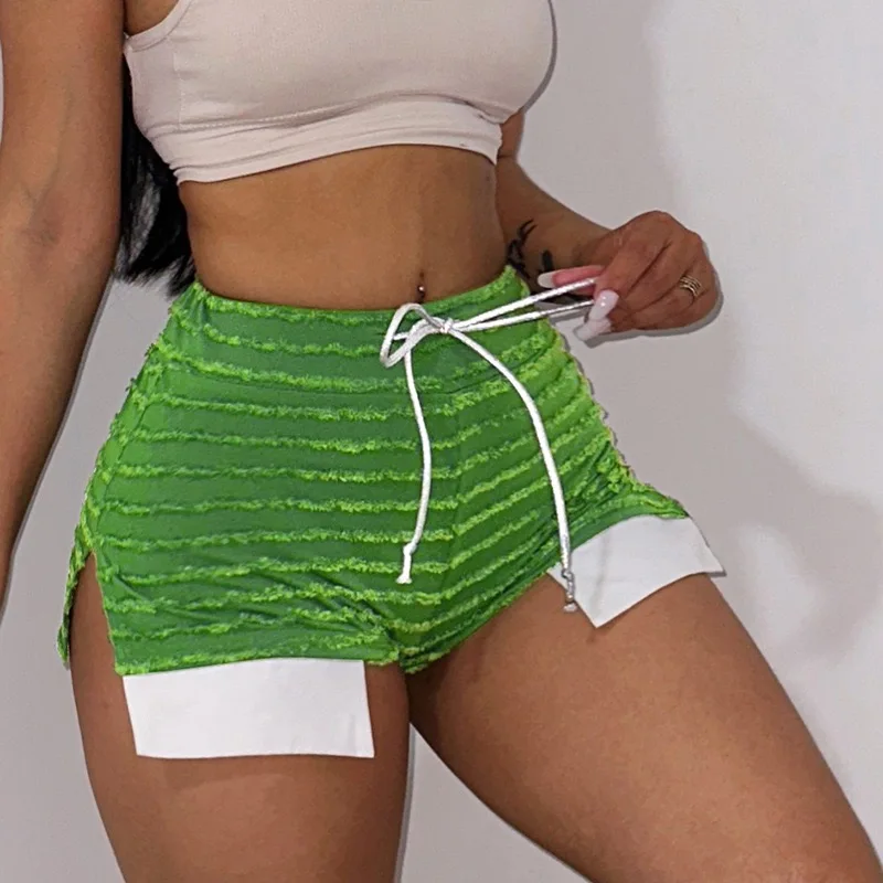 Зелени и лилави райета трикотажни панталони с набивкой, дамски бански 2023, градинска дрехи, дълги разкроена панталони с висока талия C68-EE42
