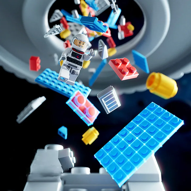 Космически строителни блокове от серията Space с фини частици, детска образователна събрана модел самолет, играчка блокове за бижута