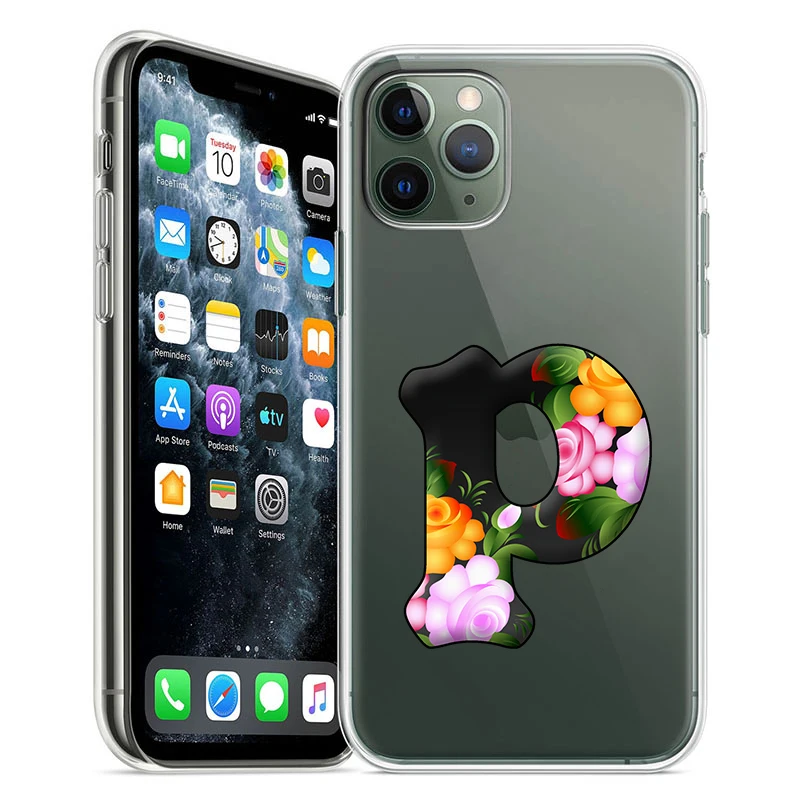 Моден мек Силиконов калъф от TPU с цветя и Букви За Iphone 14 13 8 Plus SE 2020 11 11pro Max XR XS X MAX Прозрачен Калъф За вашия Телефон