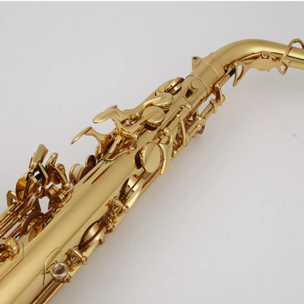 Професионален 991 лакиран месинг златен алт саксофон shell keys златен дървен духов музикален инструмент с калъф
