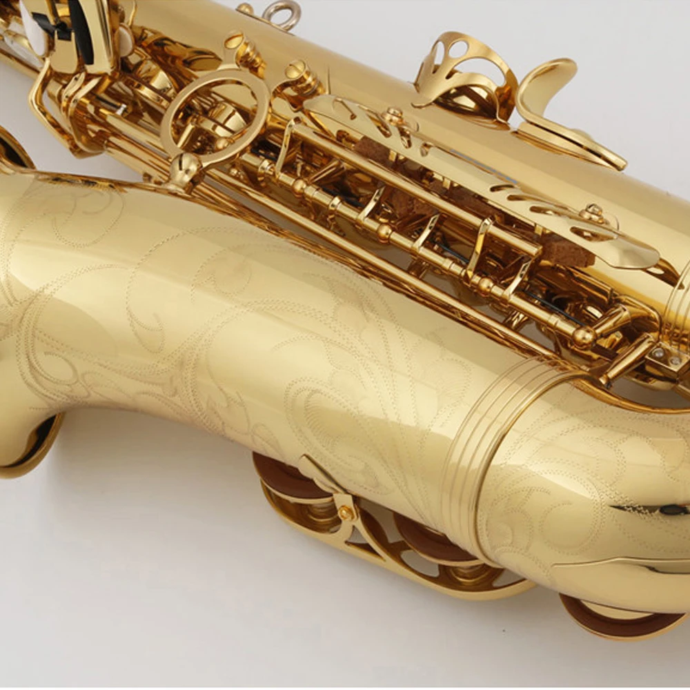 Професионален 991 лакиран месинг златен алт саксофон shell keys златен дървен духов музикален инструмент с калъф