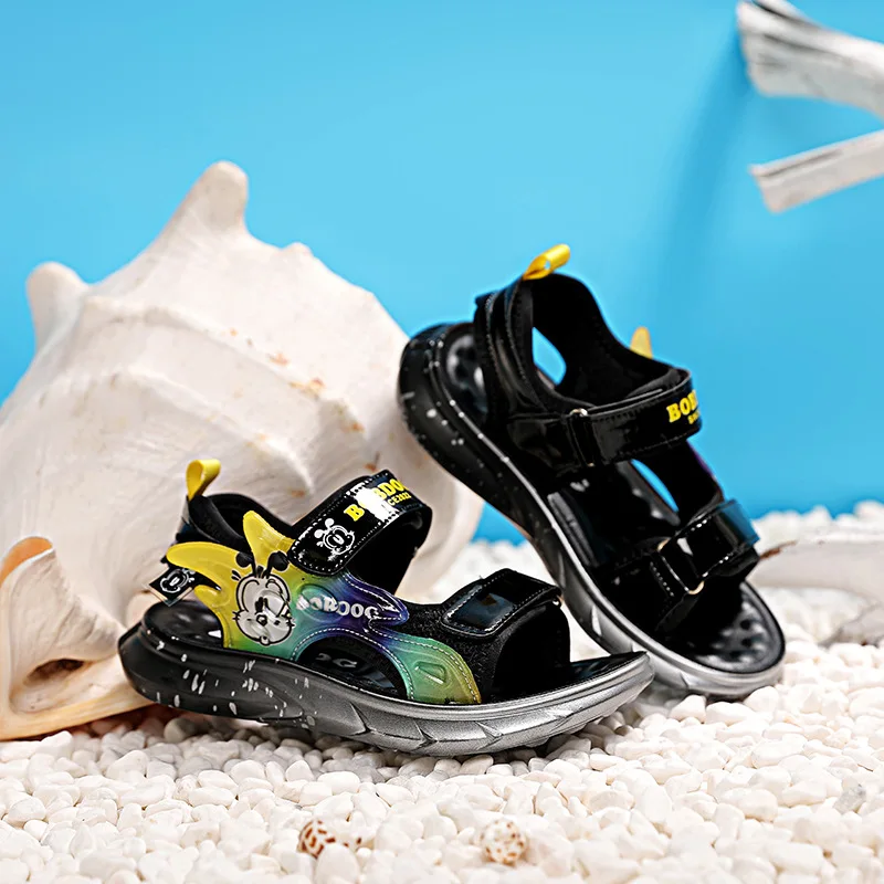 Сандали за момчета 2023, лятна нова детска плажна обувки с мека подметка, ежедневни нескользящие детски спортни сандали