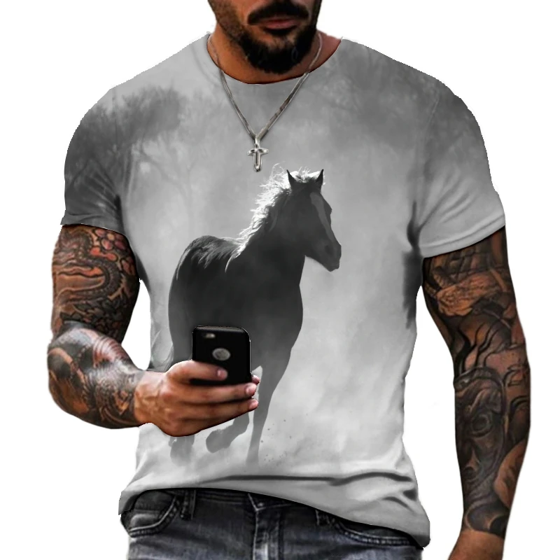 Тениска с животни Pentium Horse, тениски с 3D Принтом Masai Horse, Мъжки t-shirt Harajuku С Къс Ръкав и Кръгло деколте, Летни Дрехи Унисекс Размер Плюс